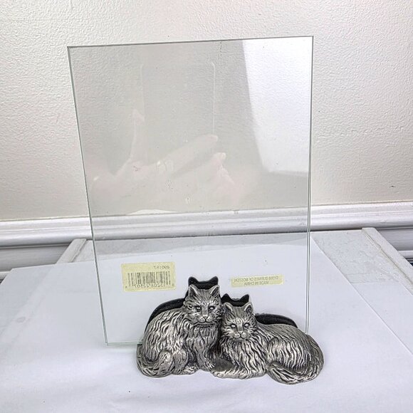 Burnes of Boston Pewter Cat Photo Holder 5x7 NWT - Picture 1 of 4